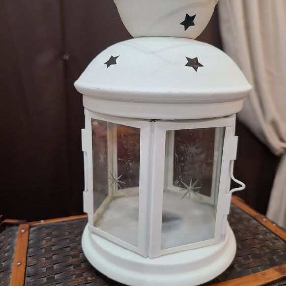 Pair Of Ikea Rotera Hanging Tea Light Votive Lanterns Ivory Snowflake Design - Picture 3 of 11